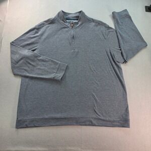 Fairlane Performance Pique Mens XXL Quarter Zip Pullover Blue Gray Stretch L/S